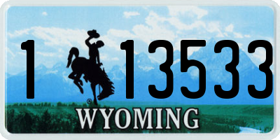 WY license plate 113533