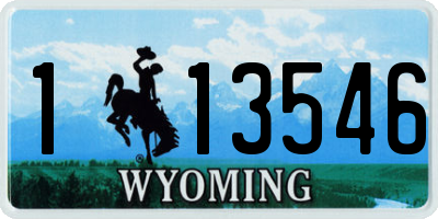 WY license plate 113546