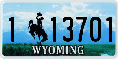 WY license plate 113701