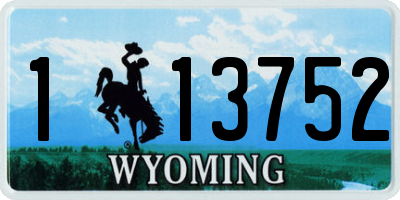 WY license plate 113752