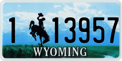 WY license plate 113957