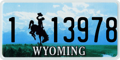 WY license plate 113978