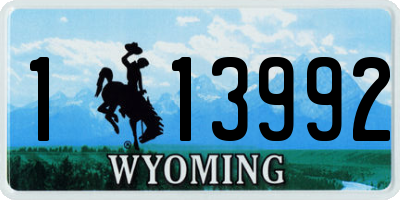 WY license plate 113992