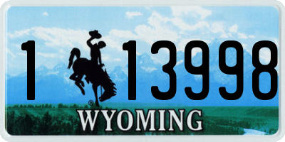 WY license plate 113998