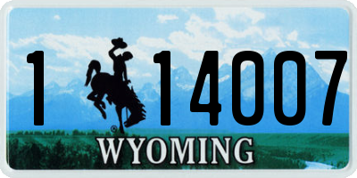 WY license plate 114007