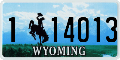 WY license plate 114013