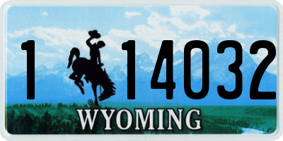 WY license plate 114032