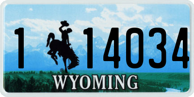WY license plate 114034