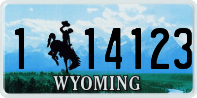 WY license plate 114123