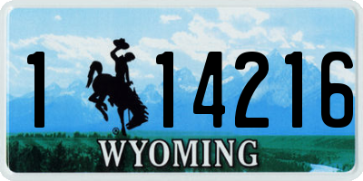 WY license plate 114216