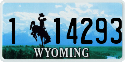 WY license plate 114293