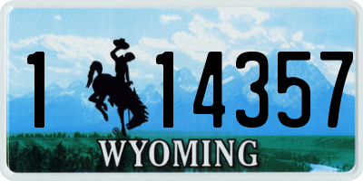 WY license plate 114357