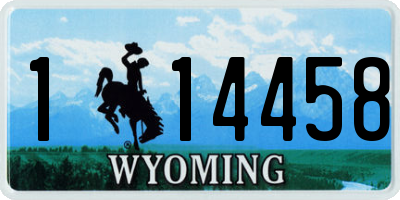 WY license plate 114458
