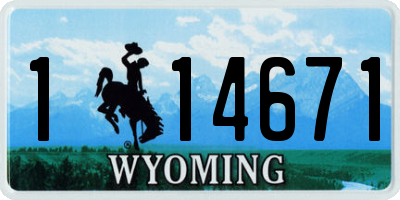 WY license plate 114671