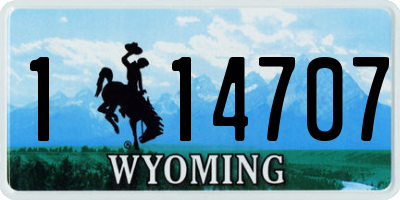 WY license plate 114707