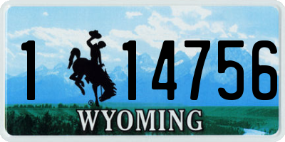 WY license plate 114756