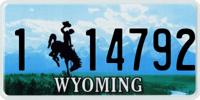 WY license plate 114792