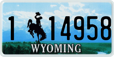 WY license plate 114958