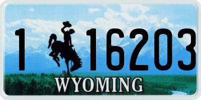 WY license plate 116203