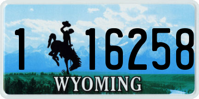 WY license plate 116258