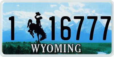 WY license plate 116777