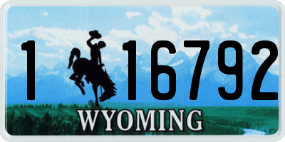 WY license plate 116792