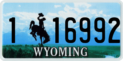 WY license plate 116992