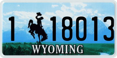 WY license plate 118013