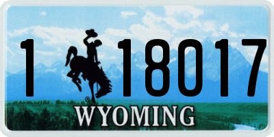 WY license plate 118017