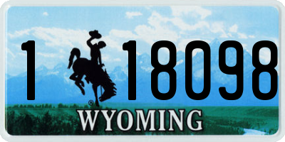 WY license plate 118098