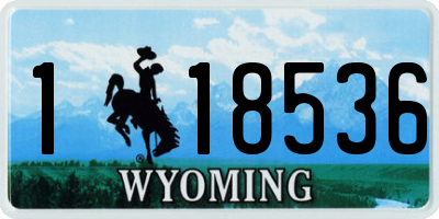 WY license plate 118536