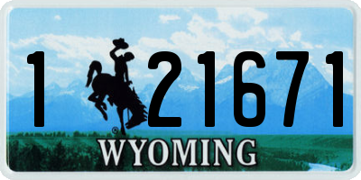 WY license plate 121671
