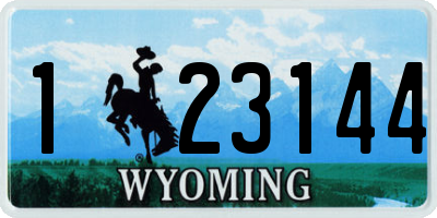 WY license plate 123144