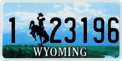 WY license plate 123196
