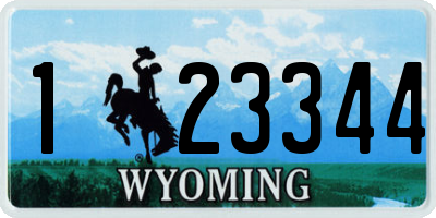 WY license plate 123344