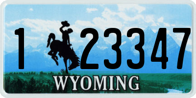 WY license plate 123347
