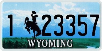 WY license plate 123357