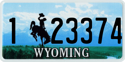 WY license plate 123374