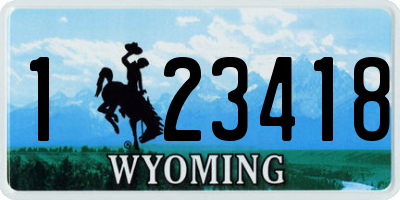WY license plate 123418