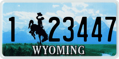 WY license plate 123447