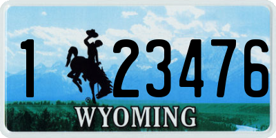 WY license plate 123476