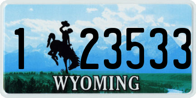 WY license plate 123533