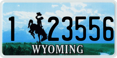 WY license plate 123556