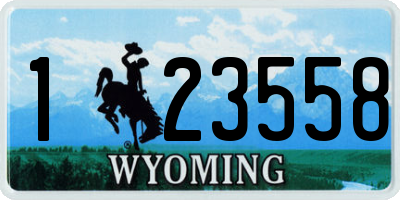WY license plate 123558
