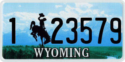 WY license plate 123579