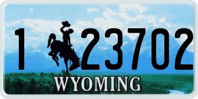 WY license plate 123702