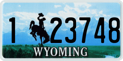 WY license plate 123748