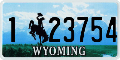 WY license plate 123754