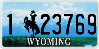 WY license plate 123769