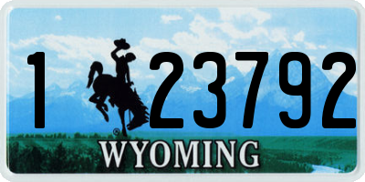 WY license plate 123792